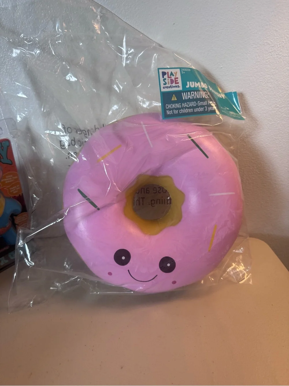 Jumbo Pink Donut Squishy Toy - Cute Smiling Kids Toy